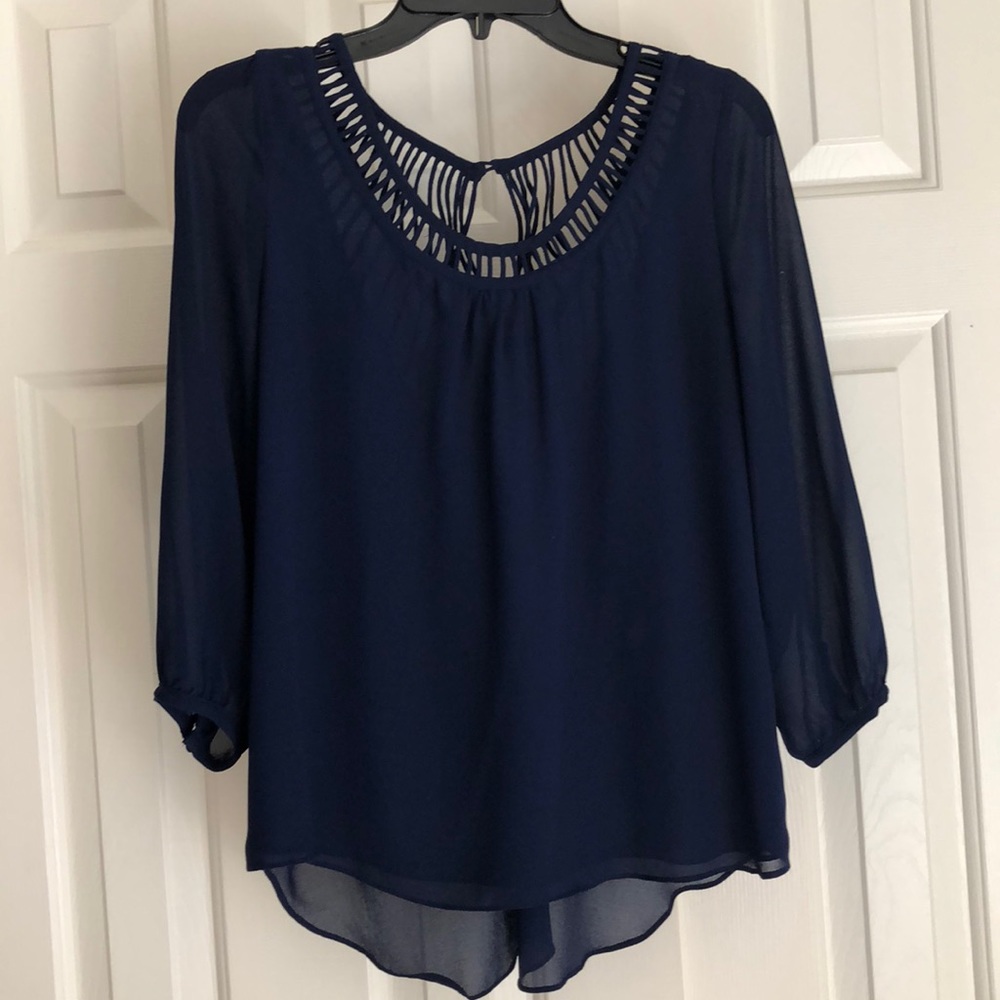 Navy Vestique Top